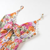 Női mini ruha – bő fazonú – vékony pántok – hátul megkötős – virágmintás