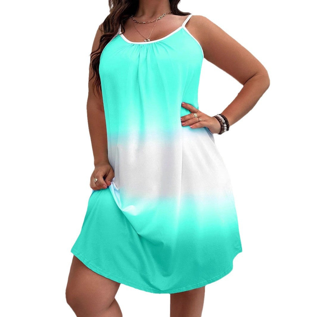 Női ujjatlan ombre nyári ruha - laza fazon