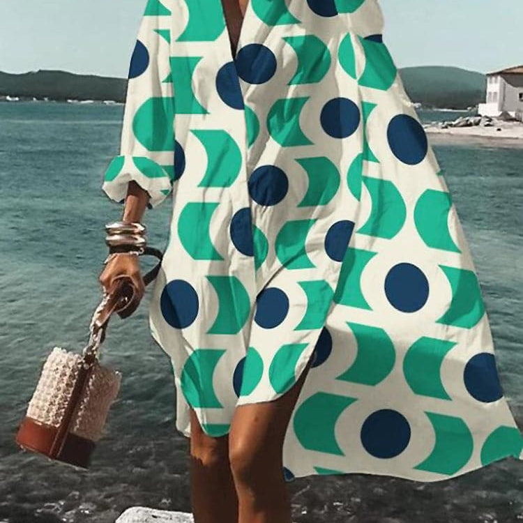 Fina - Színes, bő szabású ruha nyári mintákkal