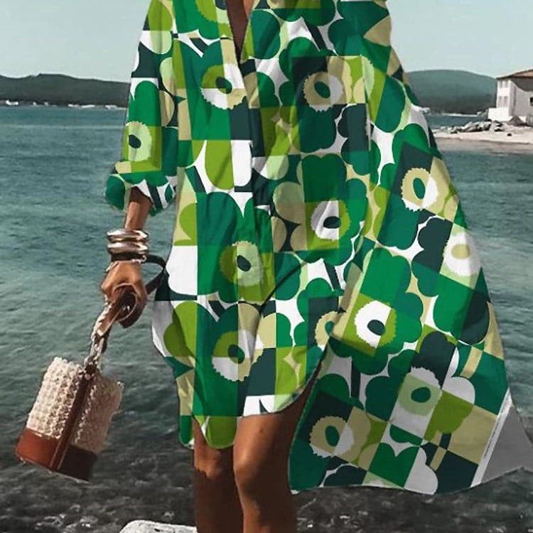 Fina - Színes, bő szabású ruha nyári mintákkal