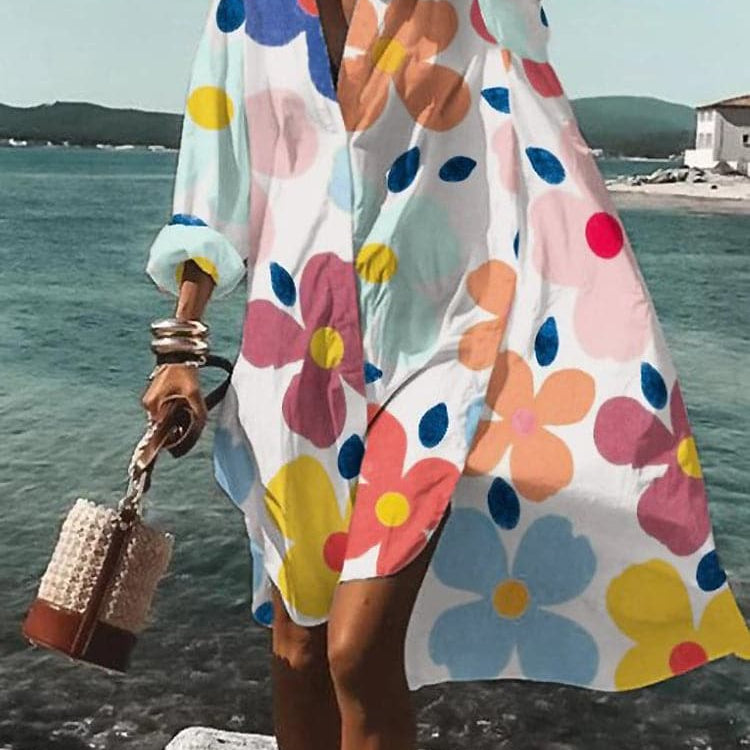 Fina - Színes, bő szabású ruha nyári mintákkal