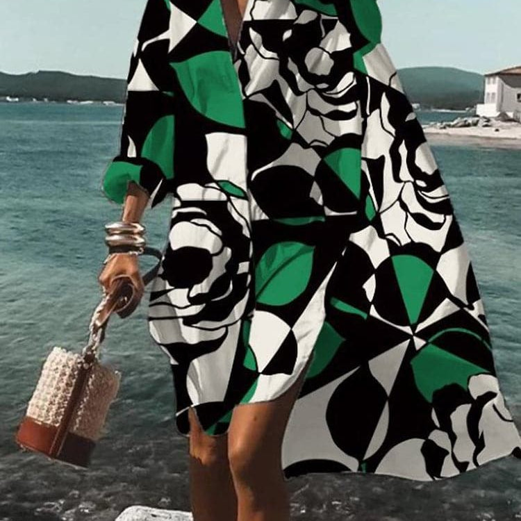 Fina - Színes, bő szabású ruha nyári mintákkal